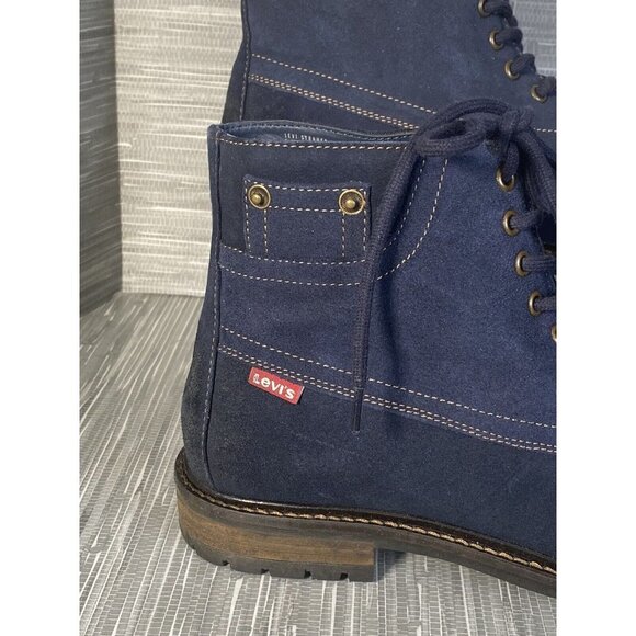 Levis Men's Sheffield Ankle Casual/Work Boots Blue Chambray Suede Lace Up SZ 10 - Picture 2 of 11